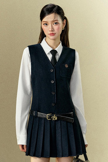 Woolen Commuter Pleated Vest Dress