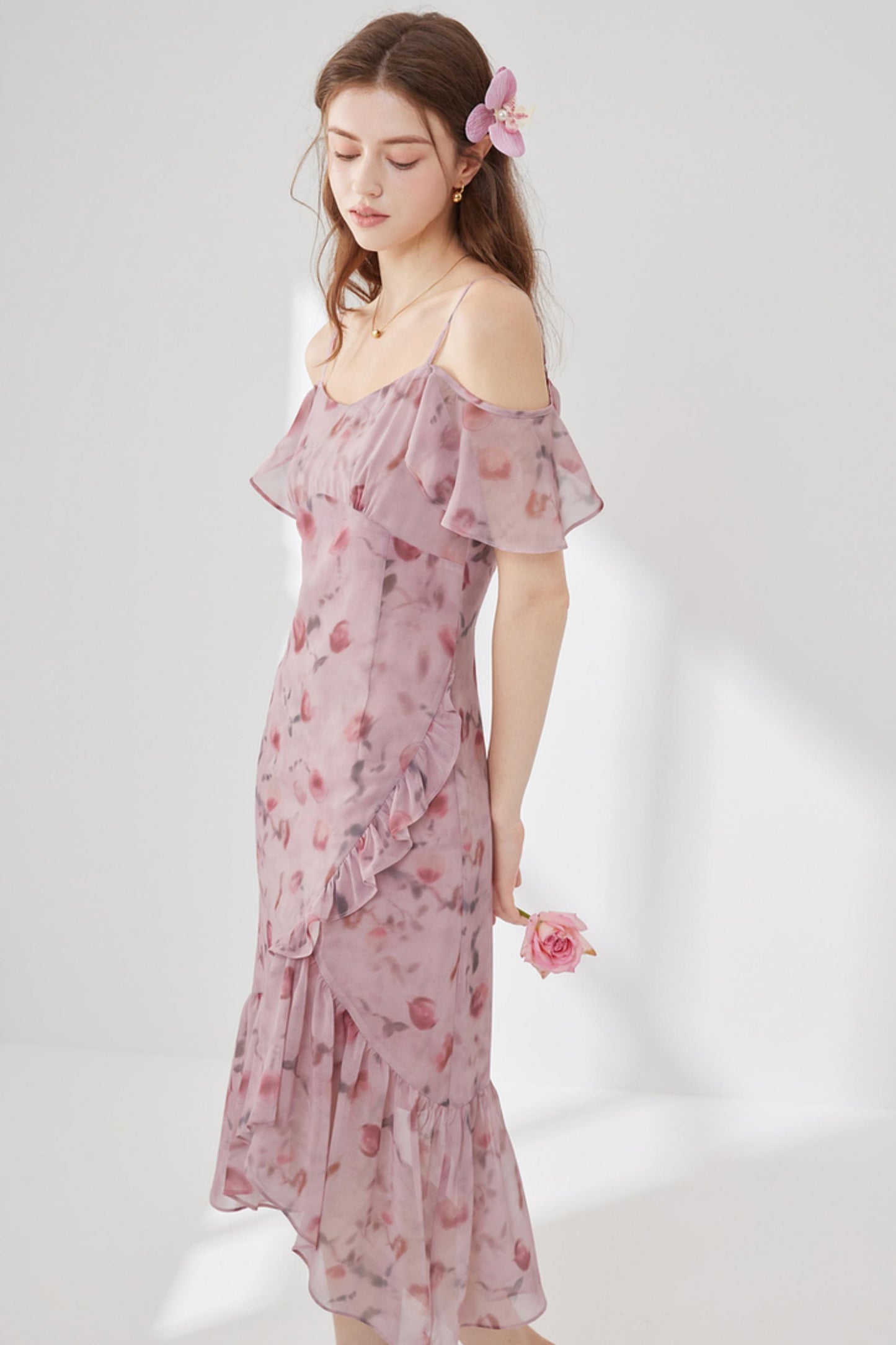 Pink Floral A-Line Dress