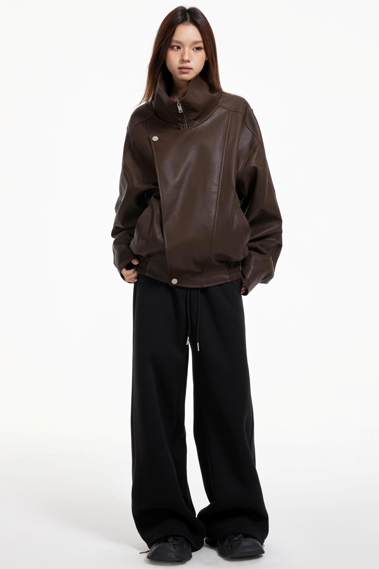 Leather Stand-Up Jacket