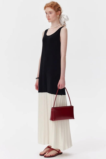 Color-Block V-Neck Sleeveless Dress