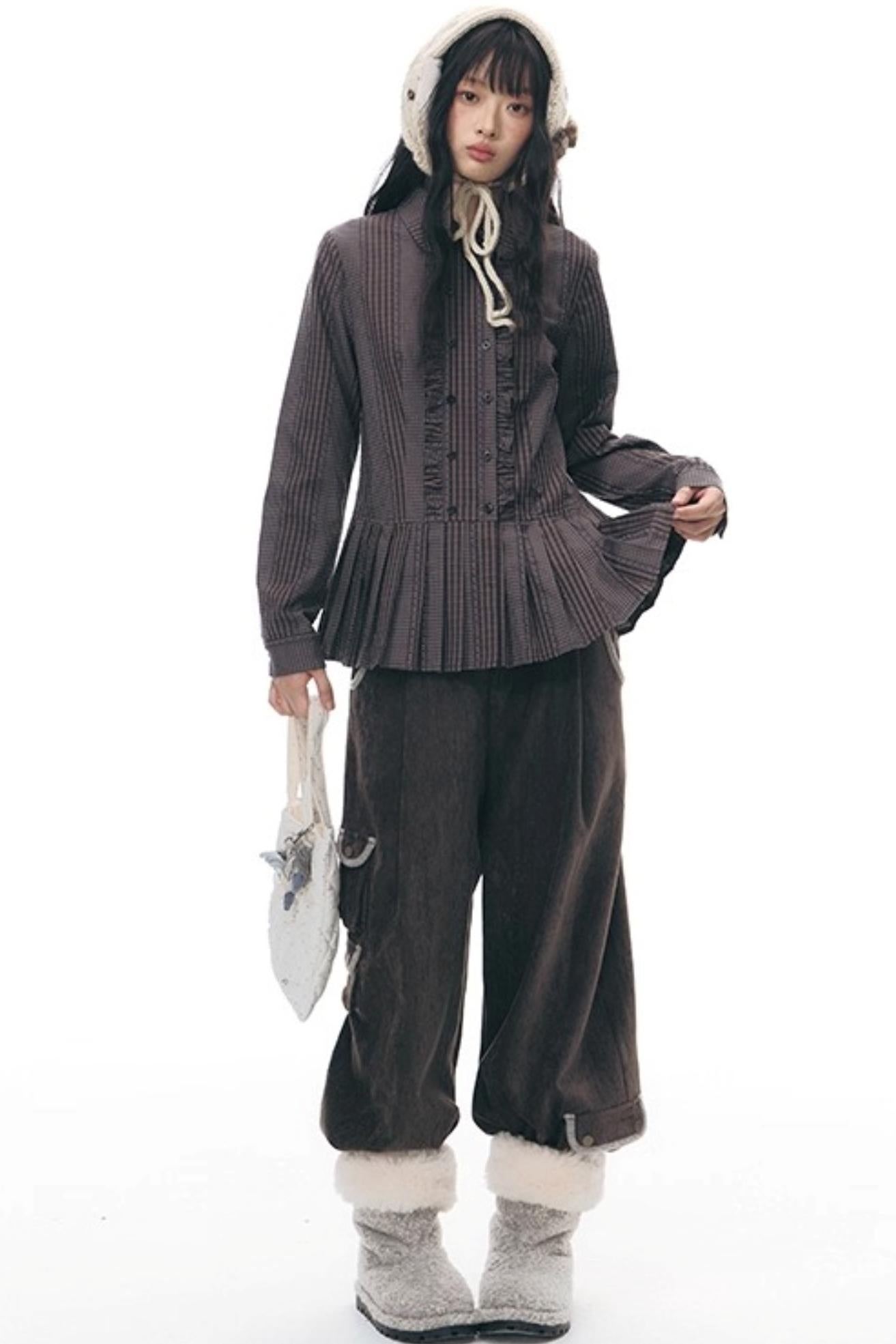 Double-Breasted Ruffled Shirt