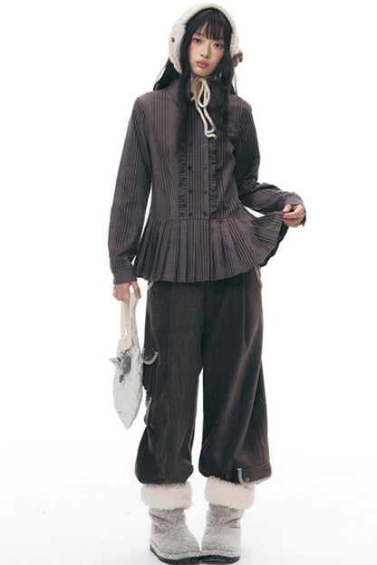 Double-Breasted Ruffled Shirt