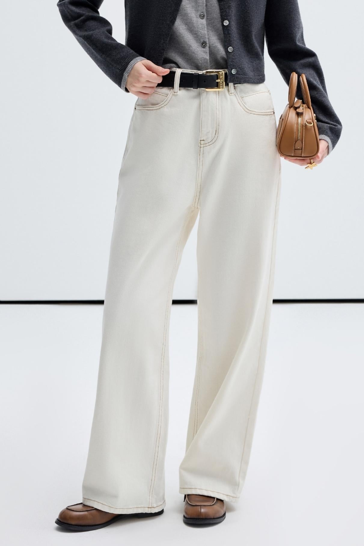 White Wide Leg Cotton Jeans