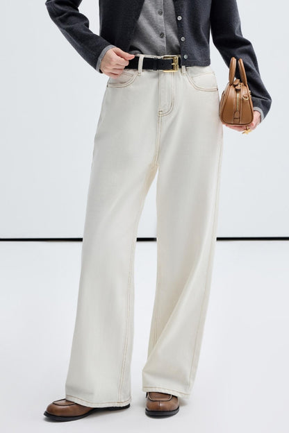 White Wide Leg Cotton Jeans