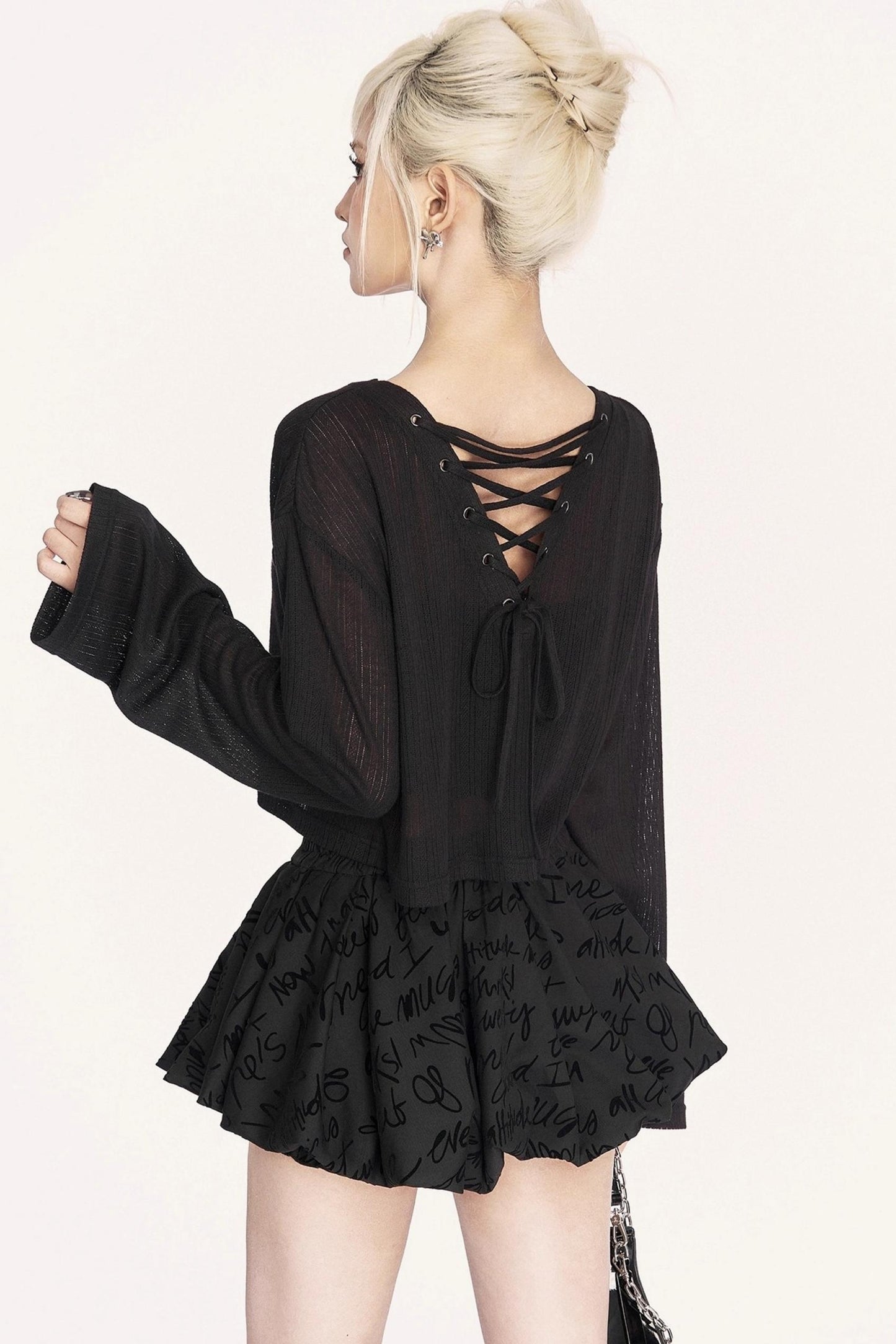 Autumn Lace-Up Knitted Cover-Up Top