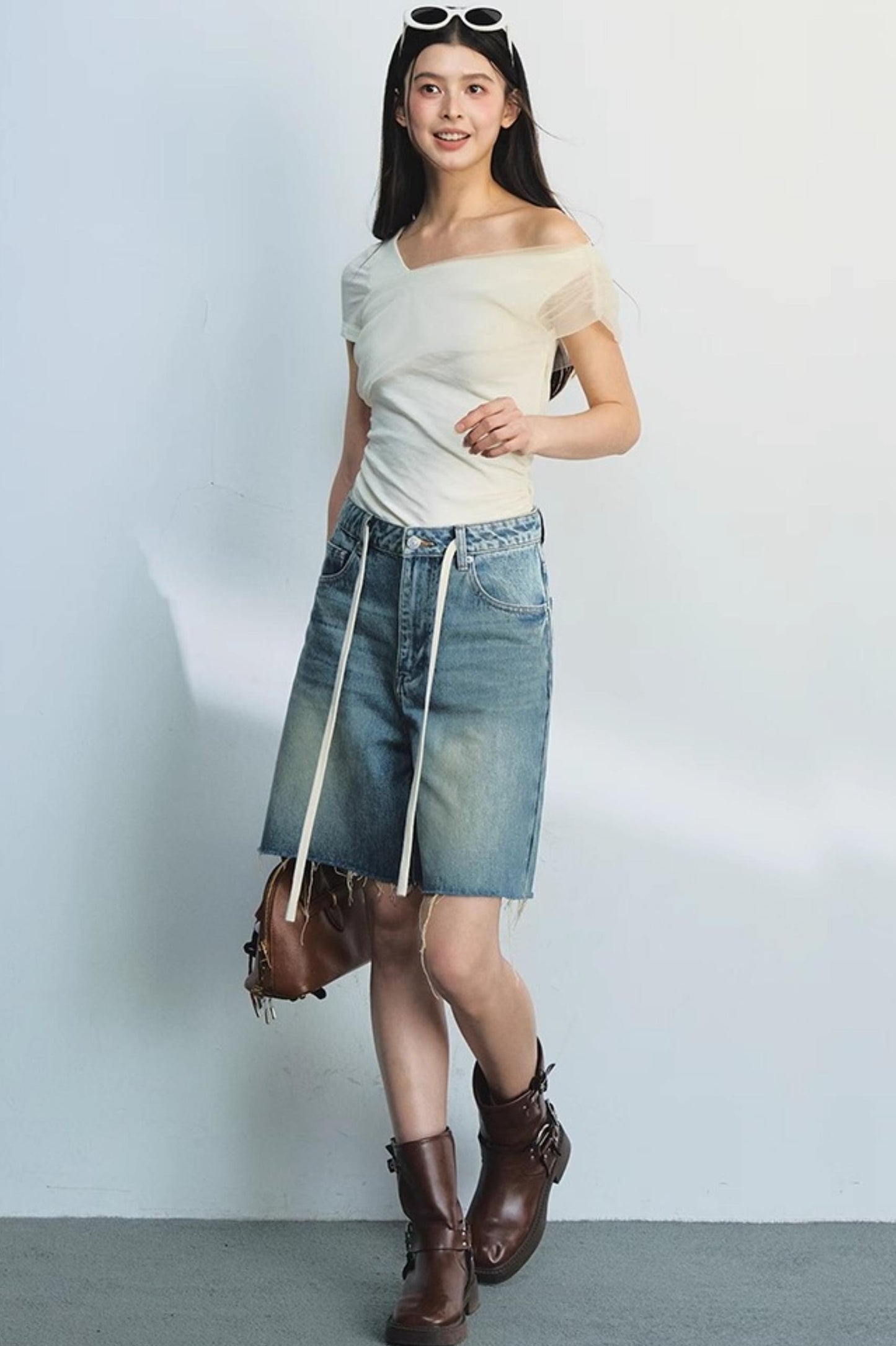 Raw Navy Denim Shorts