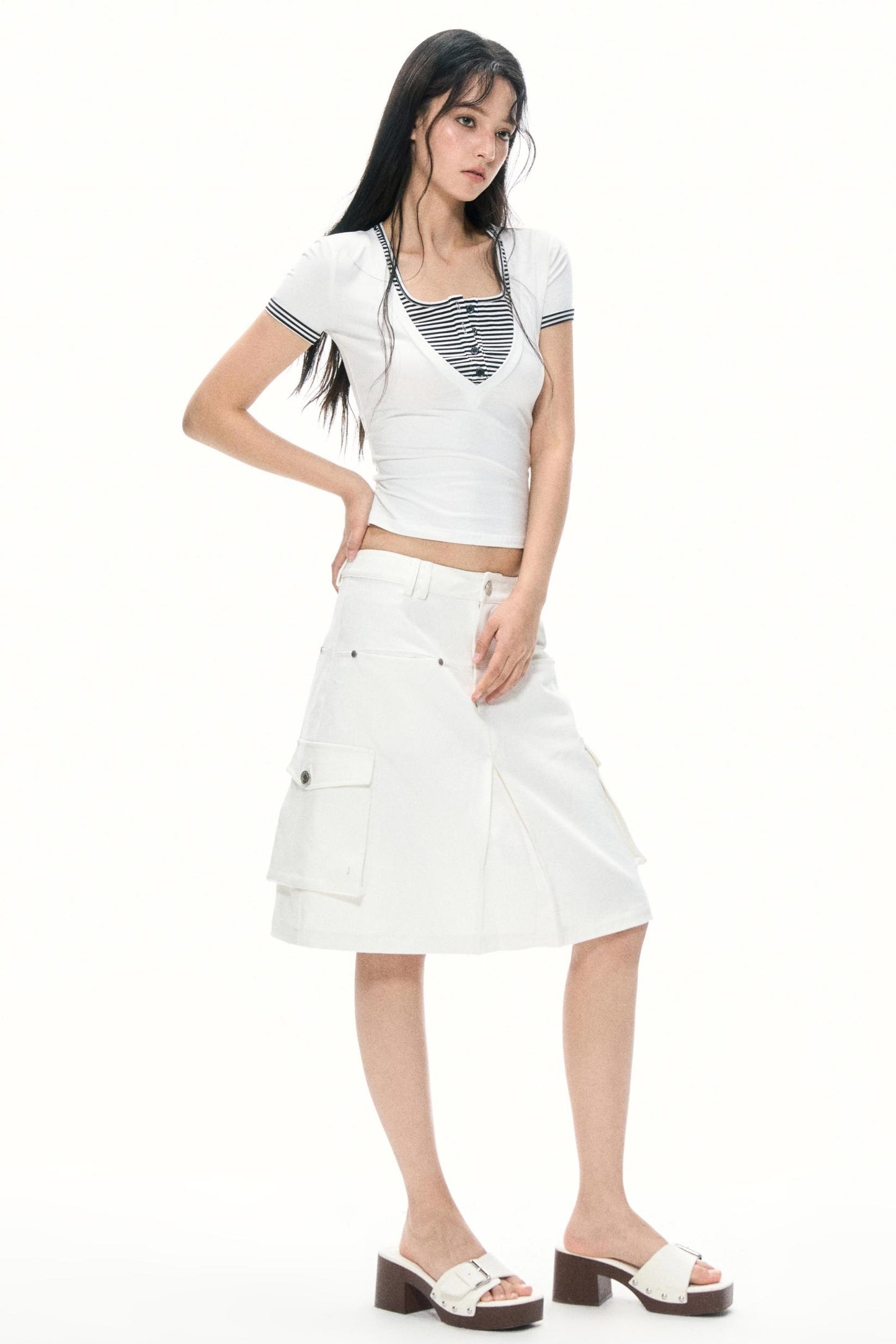 Color Block V-Neck Tee