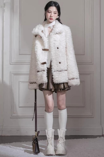 Velvet Curly Fur Coat Set