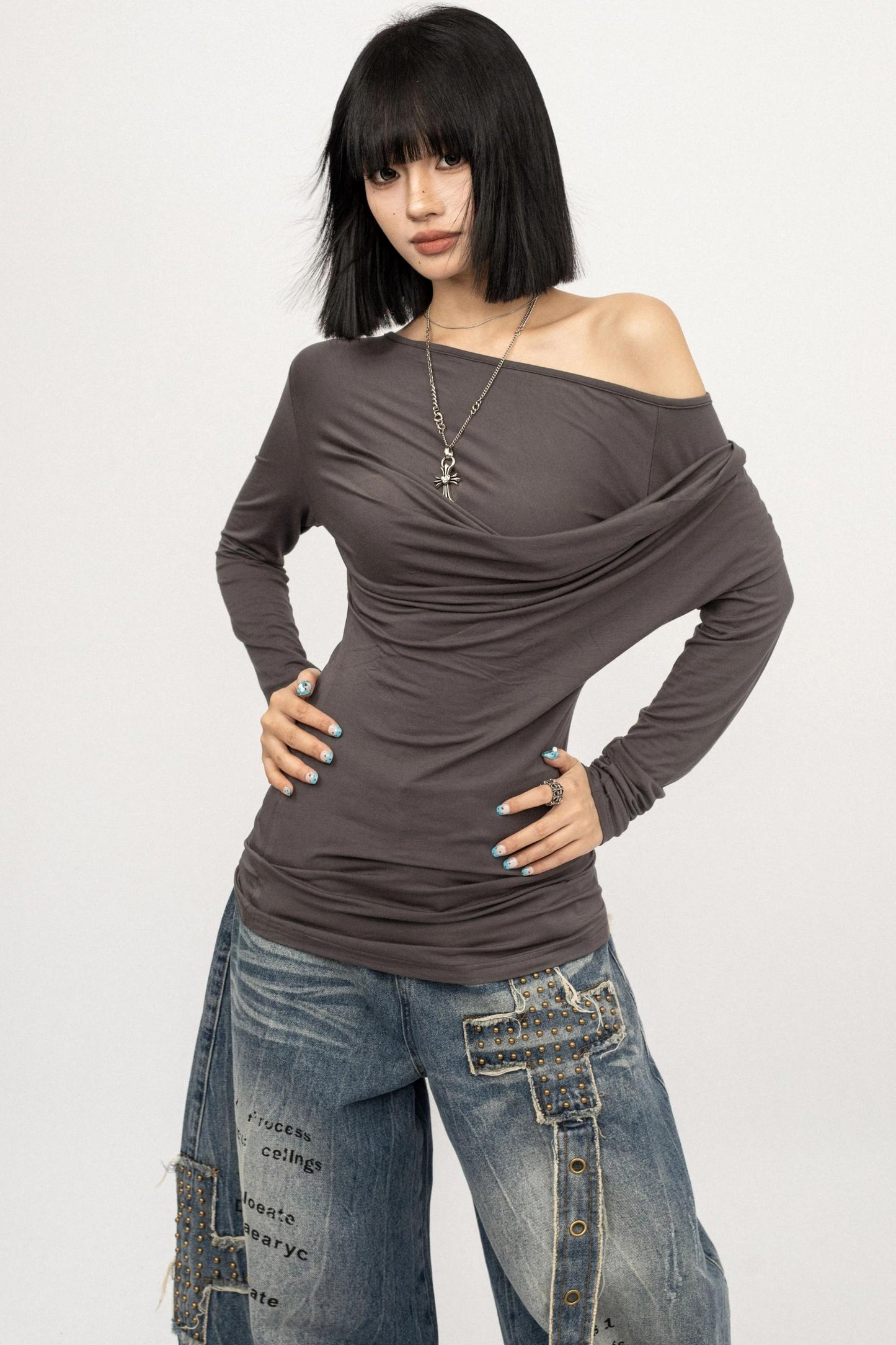 American Gray Long Sleeve Top