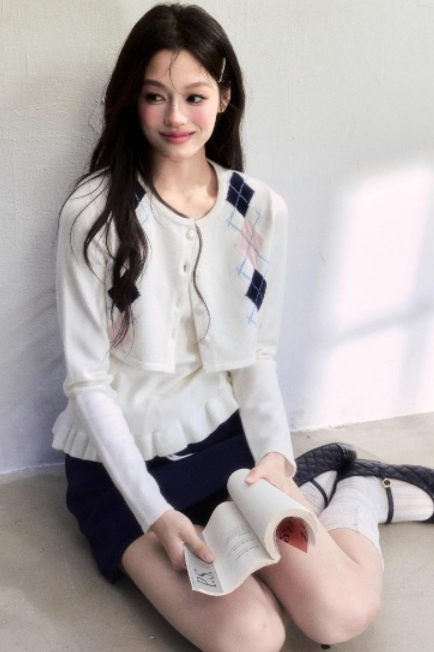 Geometric Quilted Cardigan Set