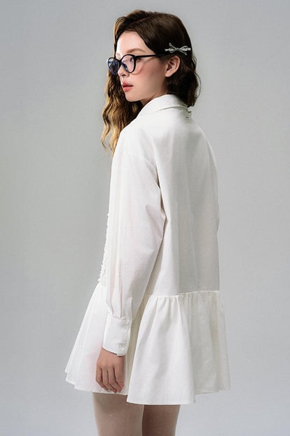 Flared Hem Lace Long Sleeve Dress