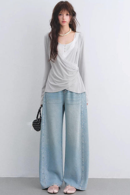 Lyocell Rhinestone Scimitar Pants