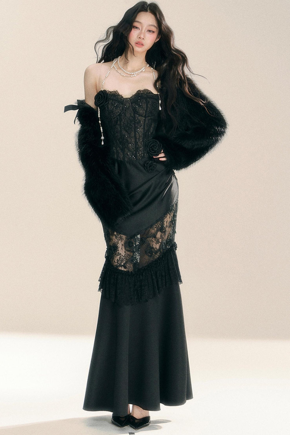 One Shoulder Sleeveless Lace Dress With Sash Vintage Mauve main image 1