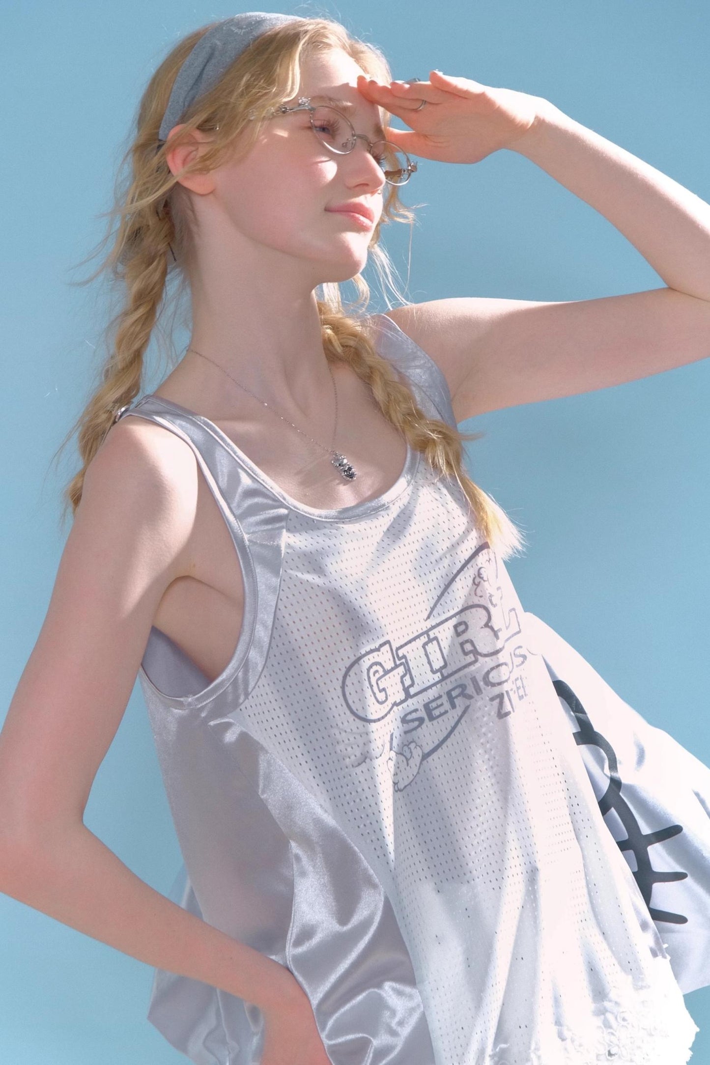 Sporty Gray Lace Tank