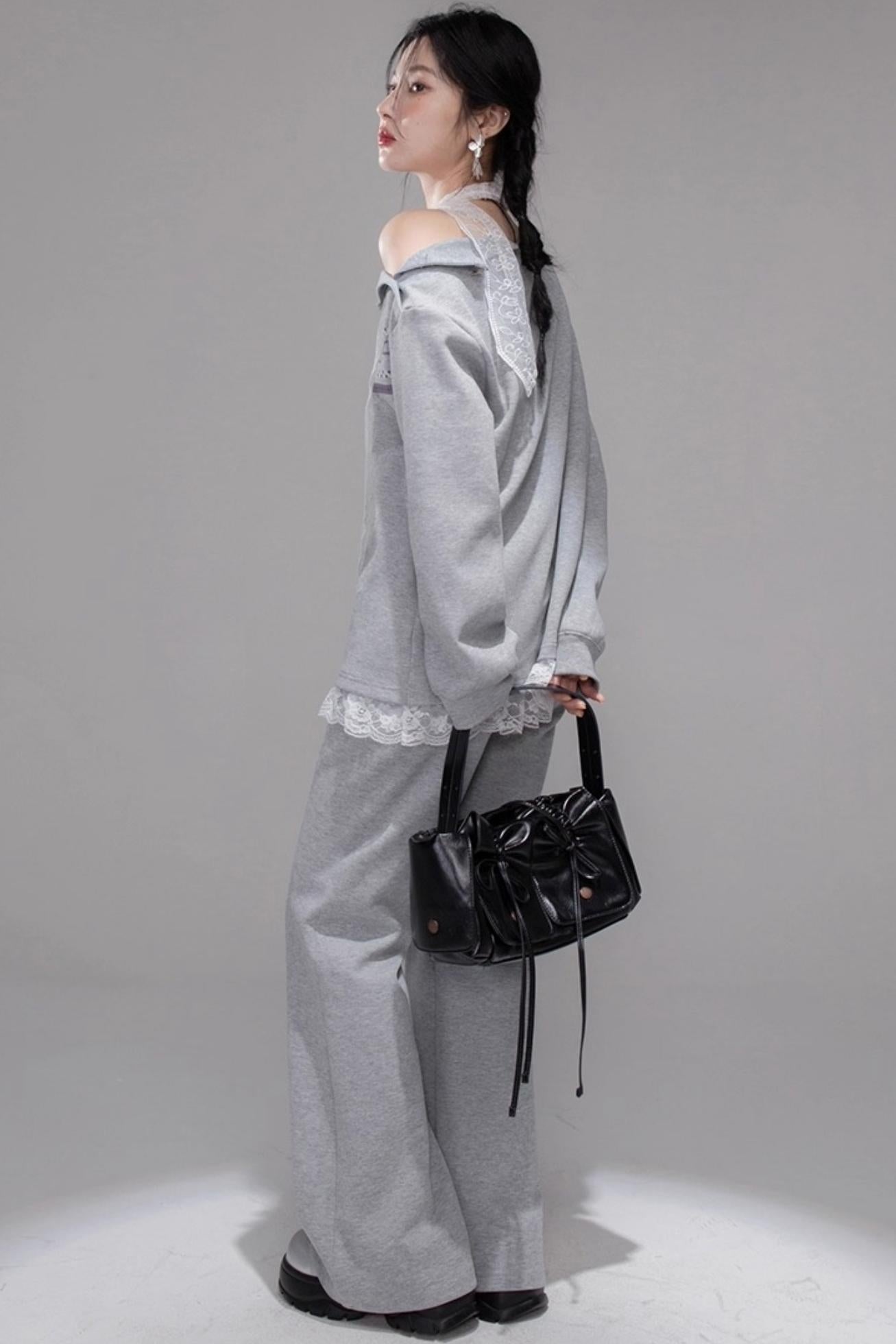 Fair Isle Printed Sweatshirt With Pants Set