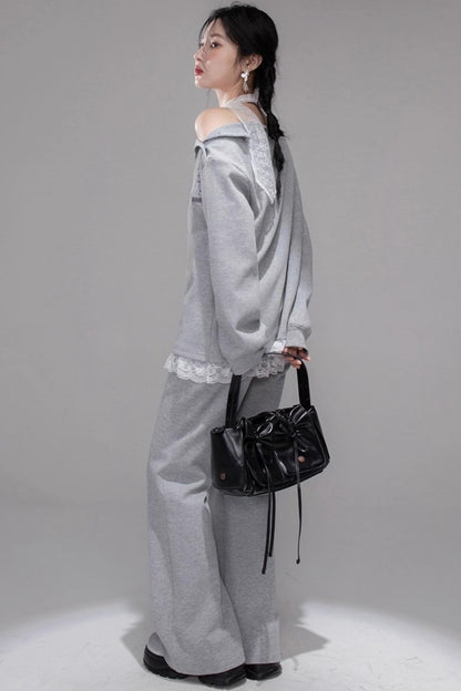 Fair Isle Printed Sweatshirt With Pants Set