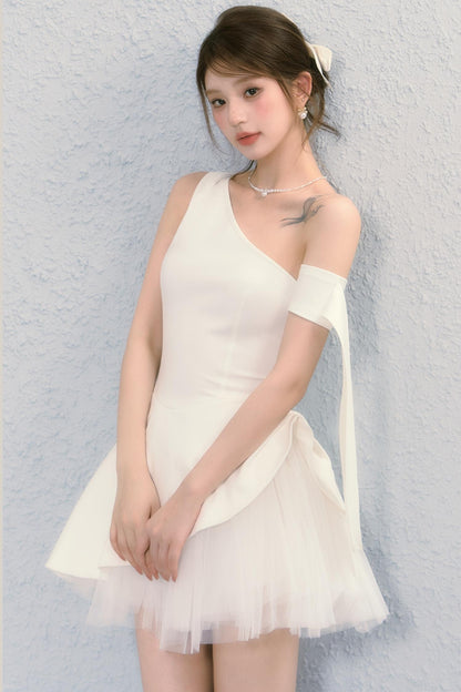 Pure White Ballet Mesh French Puffy Dress