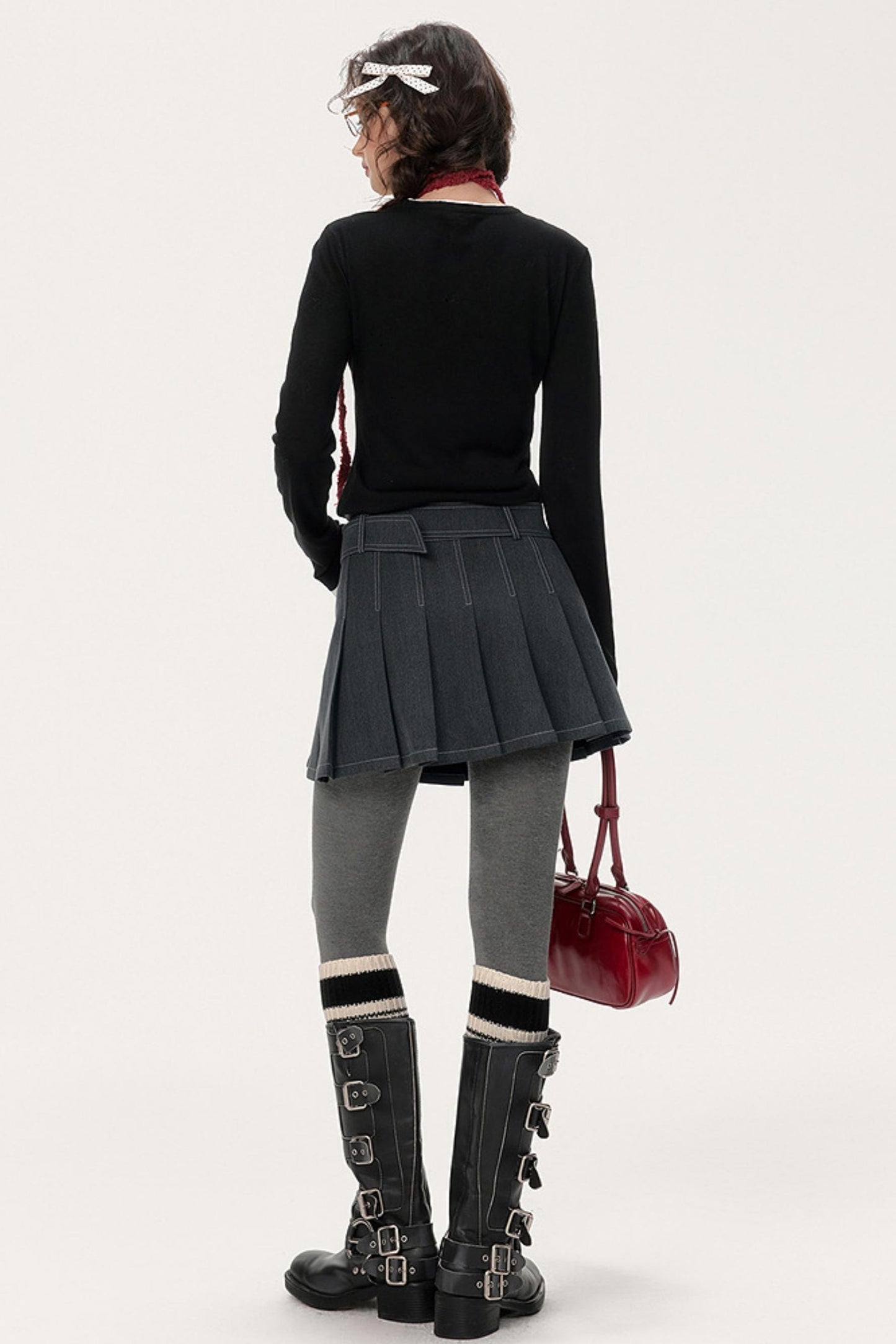 Topline Pleated A-Line Skirt