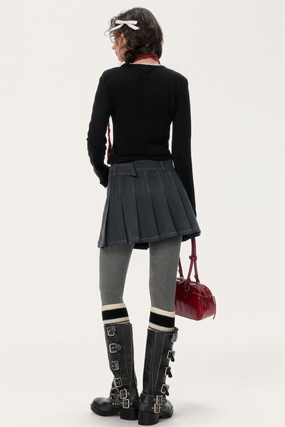 Topline Pleated A-Line Skirt