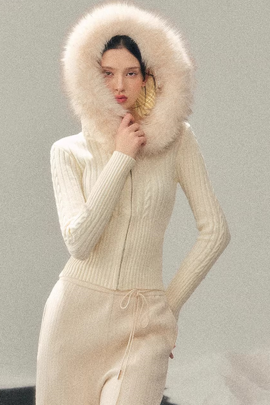 Hooded Knitted Sweater Jacket