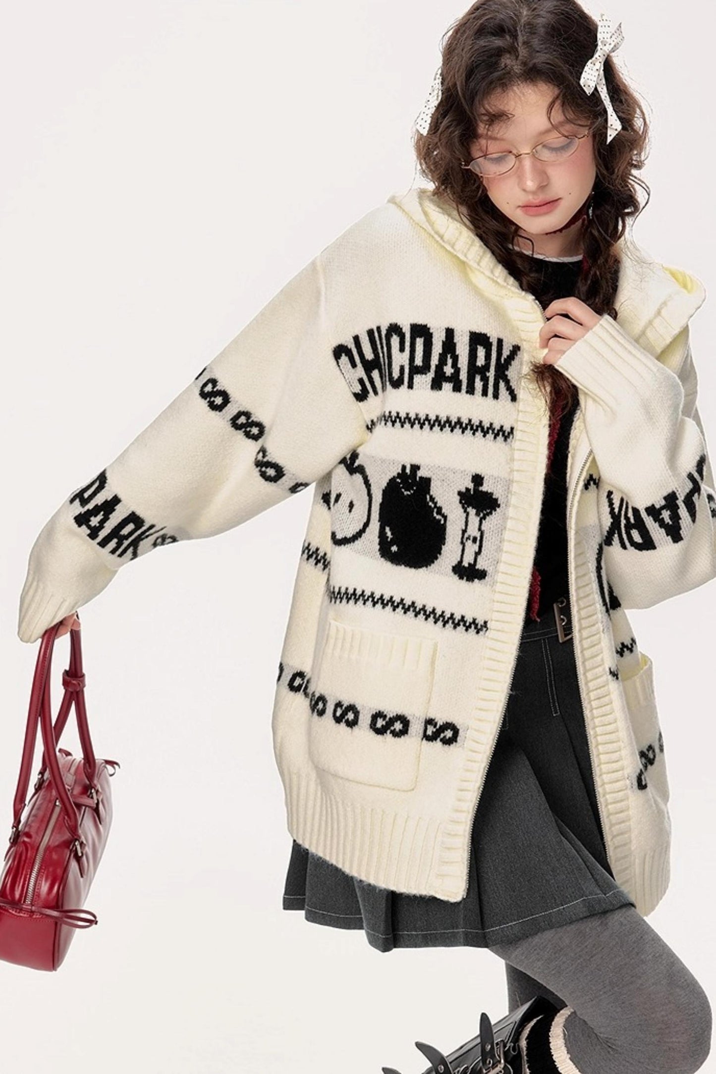 Lazy Fair Island Jacquard Sweater Hooded Jacket