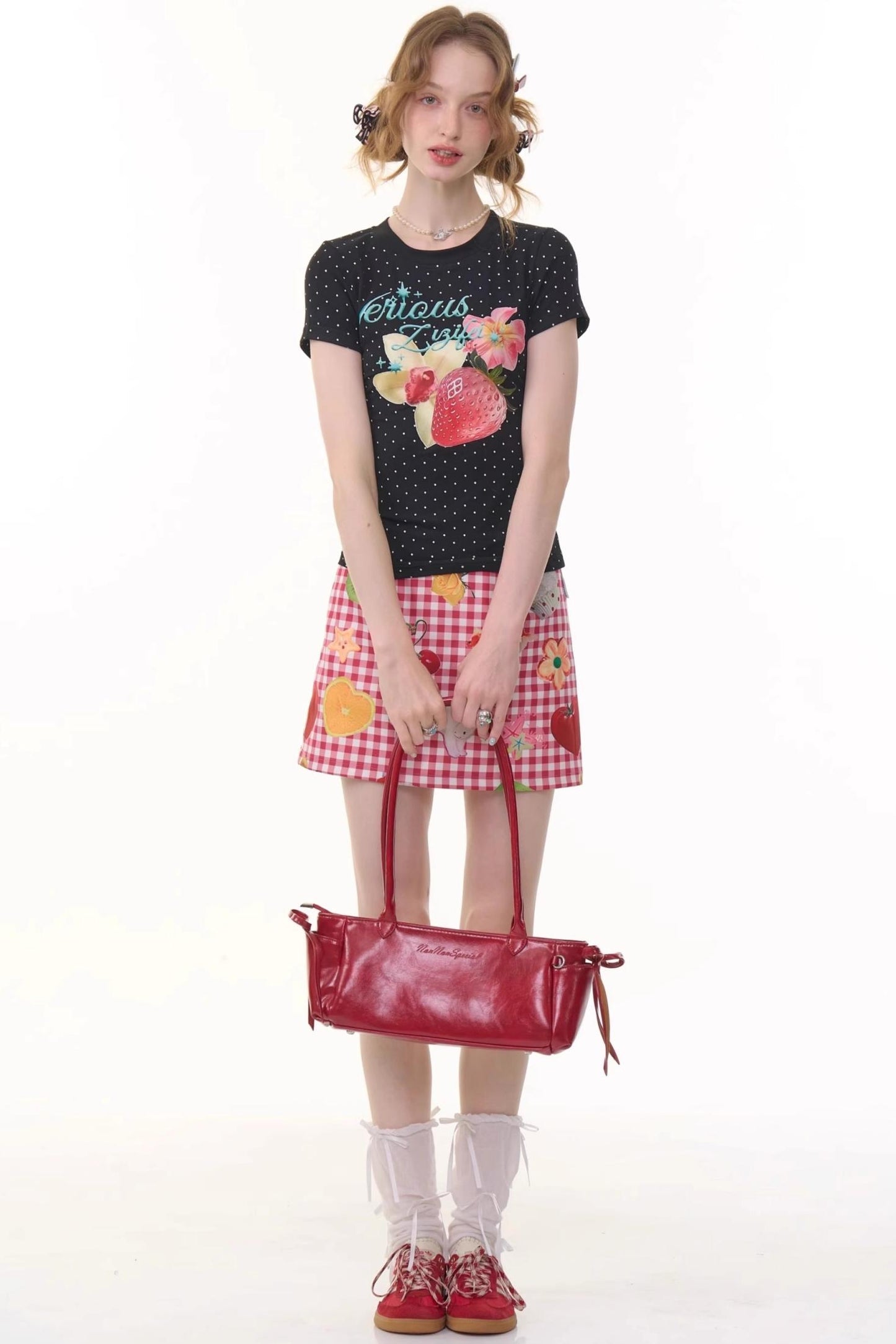 Summer Fruit High-Waisted Skirt