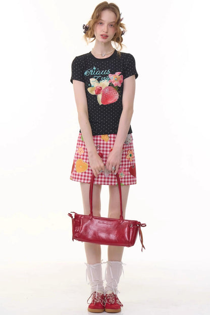 Summer Fruit High-Waisted Skirt