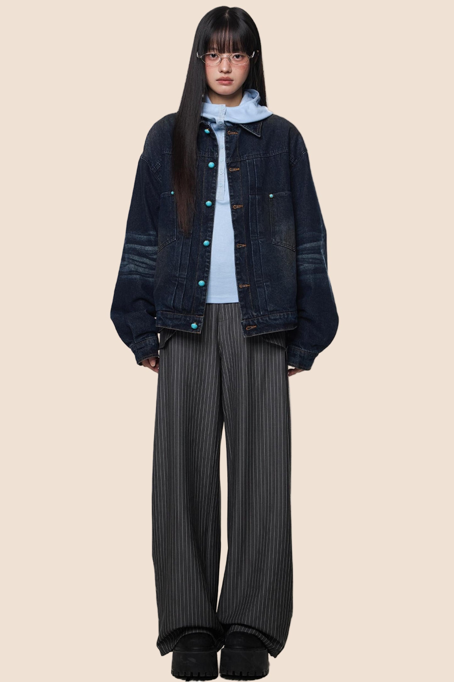 Washed Cargo Denim Jacket