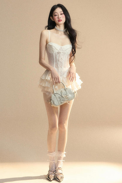 Strap Lace Mini Dress