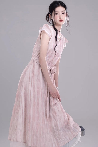 Pleat Detail Sleeve Dress