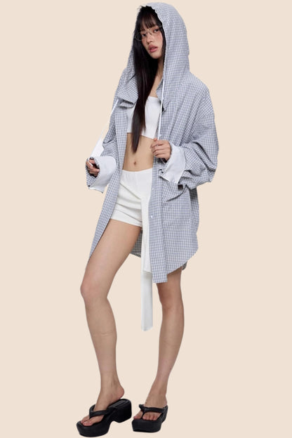 Plaid Hooded Casual Jacket