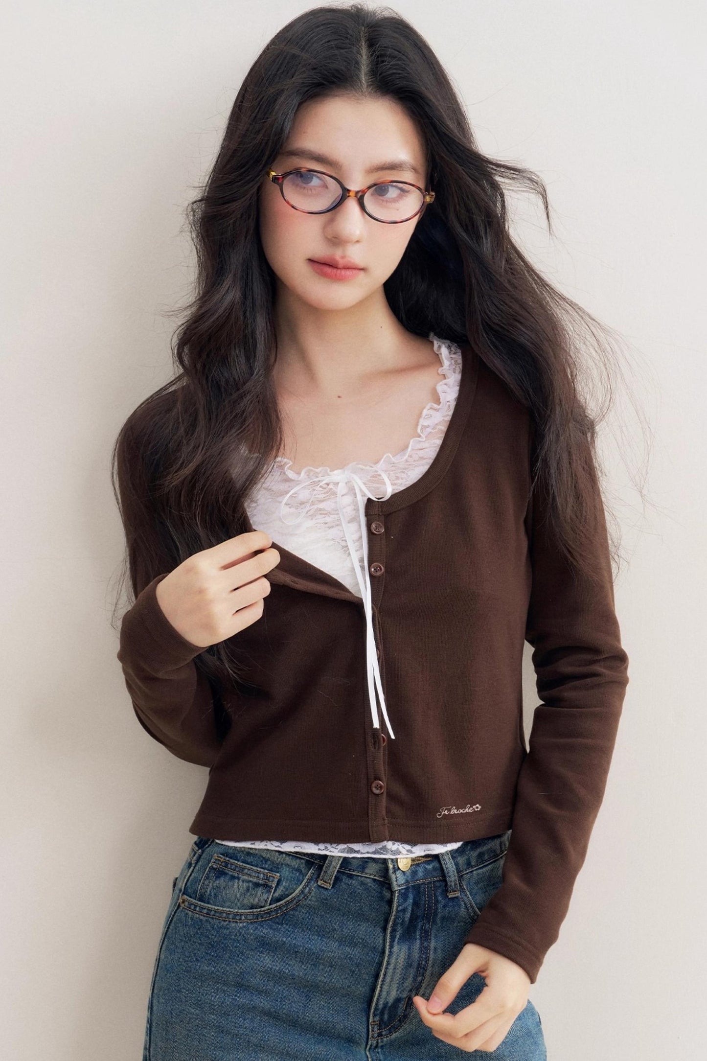 Romantic Lace Chocolate Cardigan