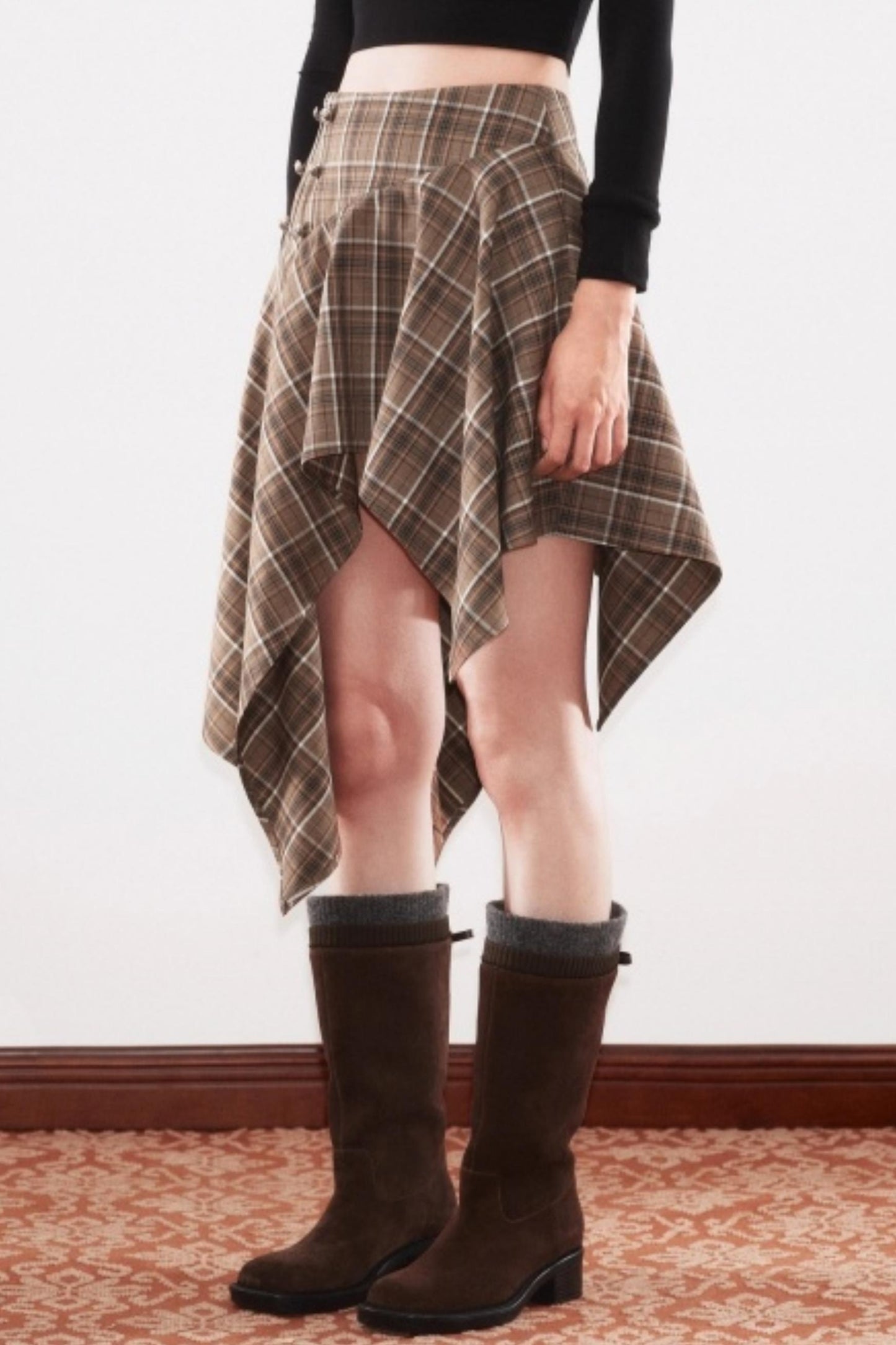 Slim Atmosphere Plaid Skirt