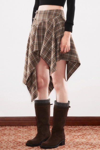 Slim Atmosphere Plaid Skirt