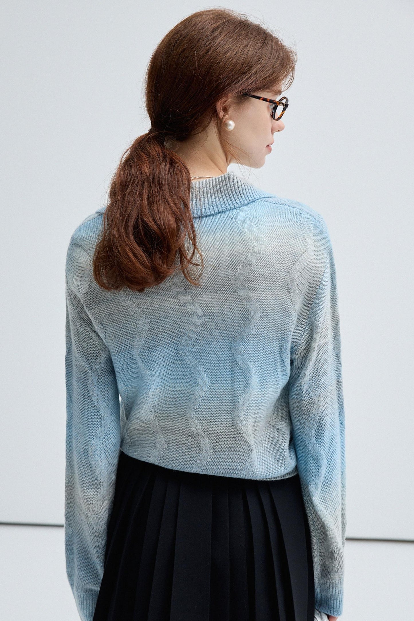 Gradient Design Wool Knit Polo Top