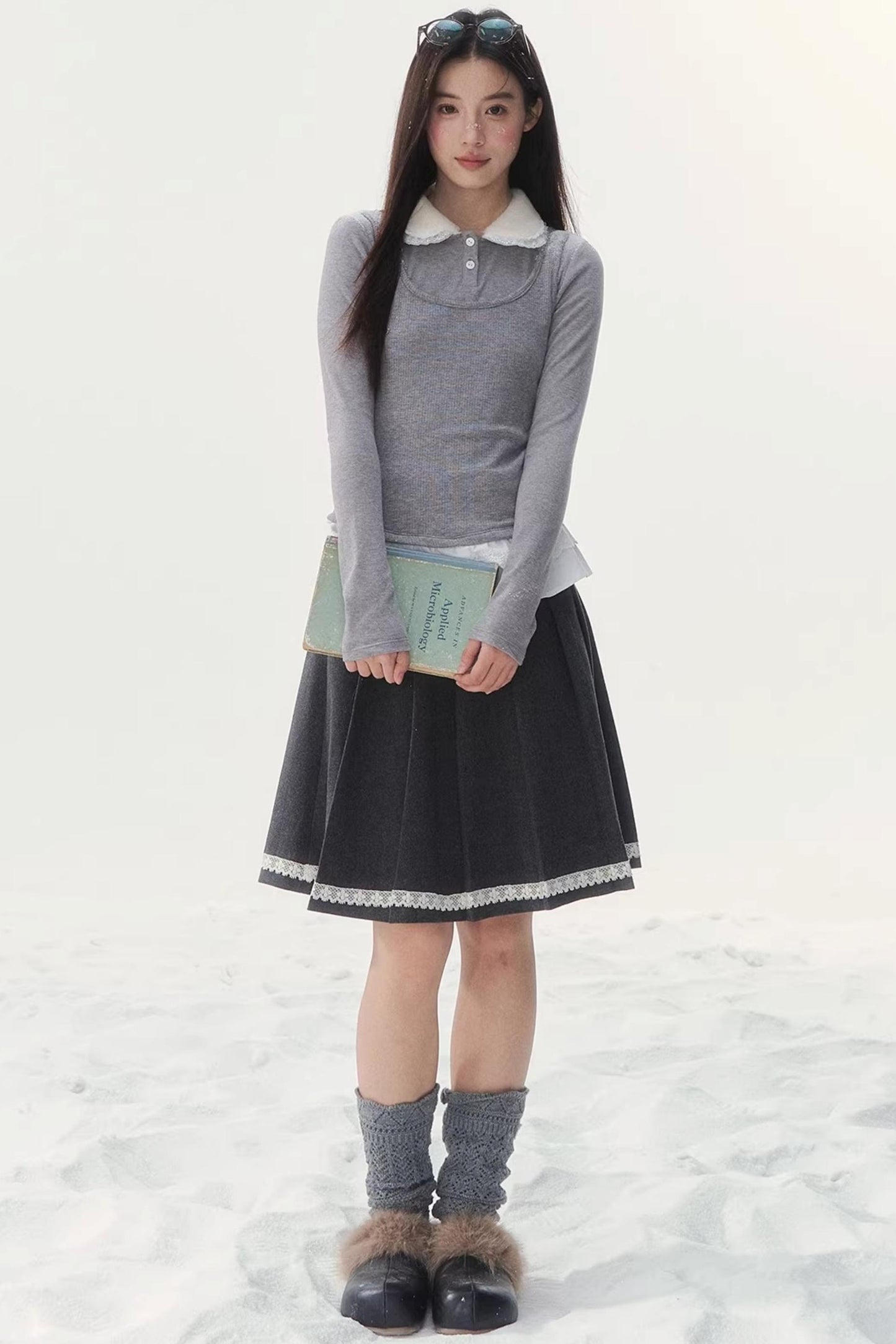 Faux Two-Piece Knitted Blouse