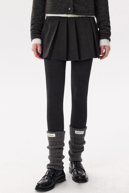 Gray Woolen Pleated Skirt