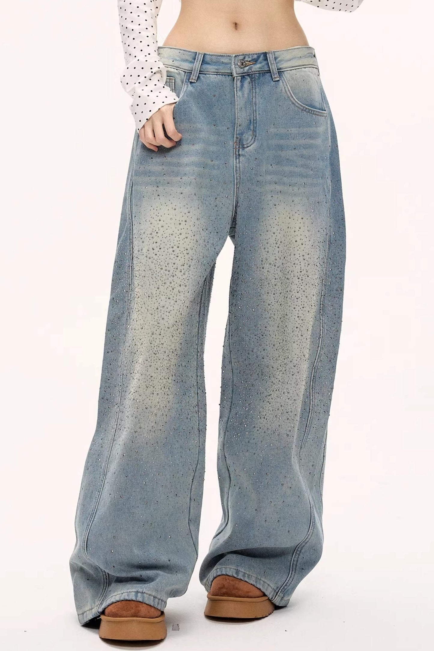 Galaxy Starry Wide-Leg Jeans