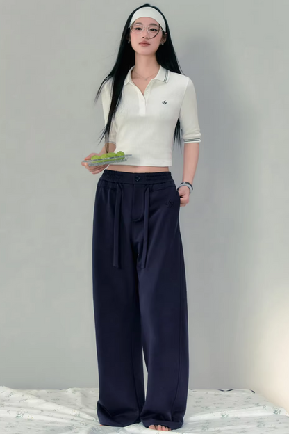 Three-Dimensional Waffle Knit Polo Top