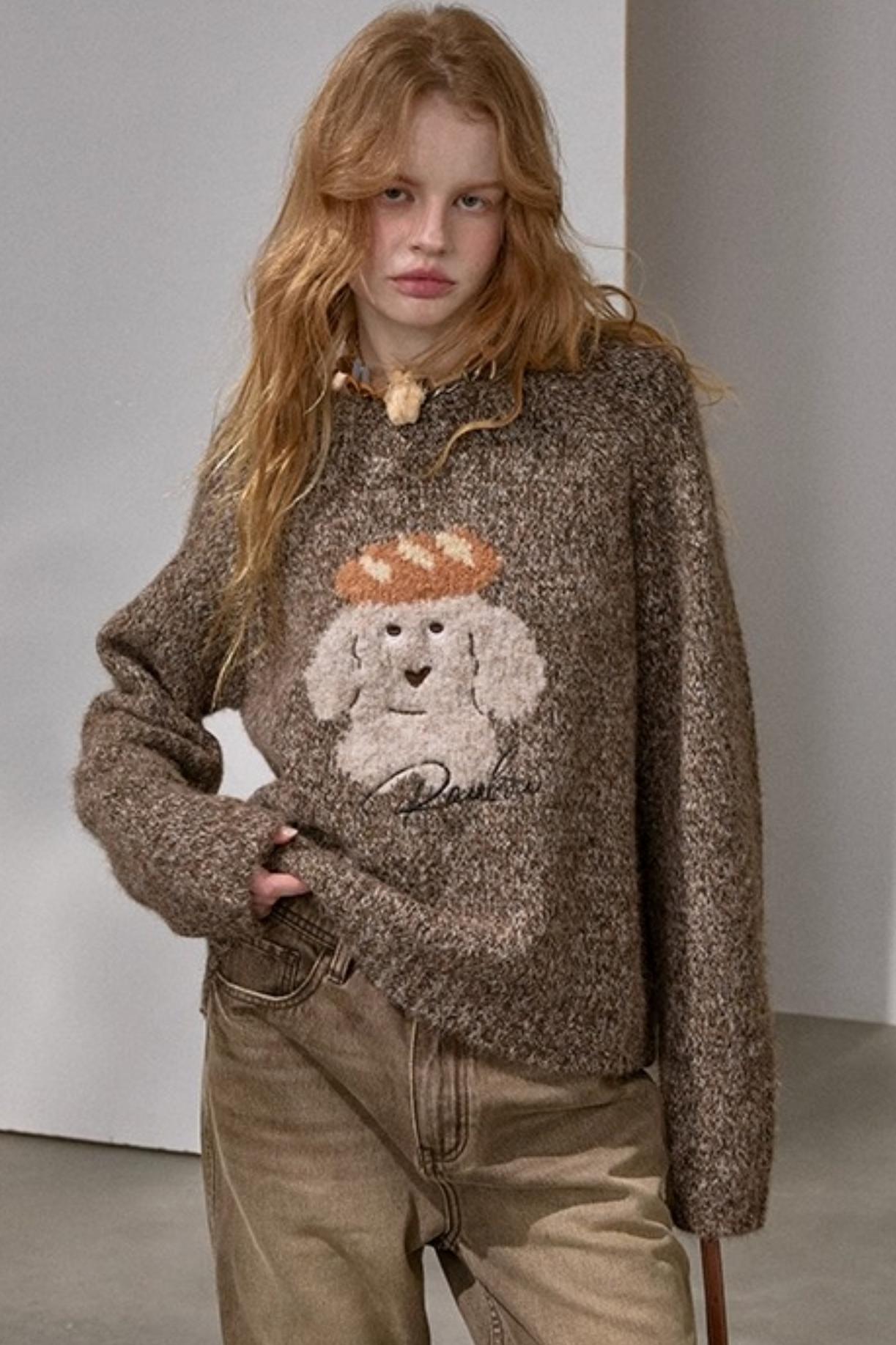 Bread Dog Round Neck Sweater