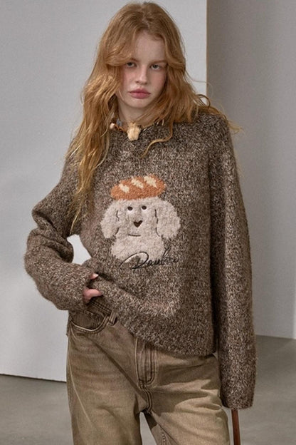 Bread Dog Round Neck Sweater