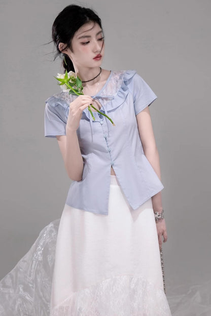 Curve Blue Cotton Shirt