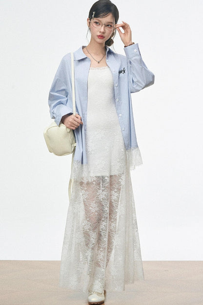 Fusion Lace Dress With Lace Shirt Set-Up