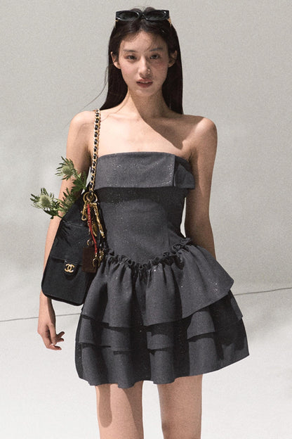 Girls Heart Wool Sequin A-Line Skirt Dress