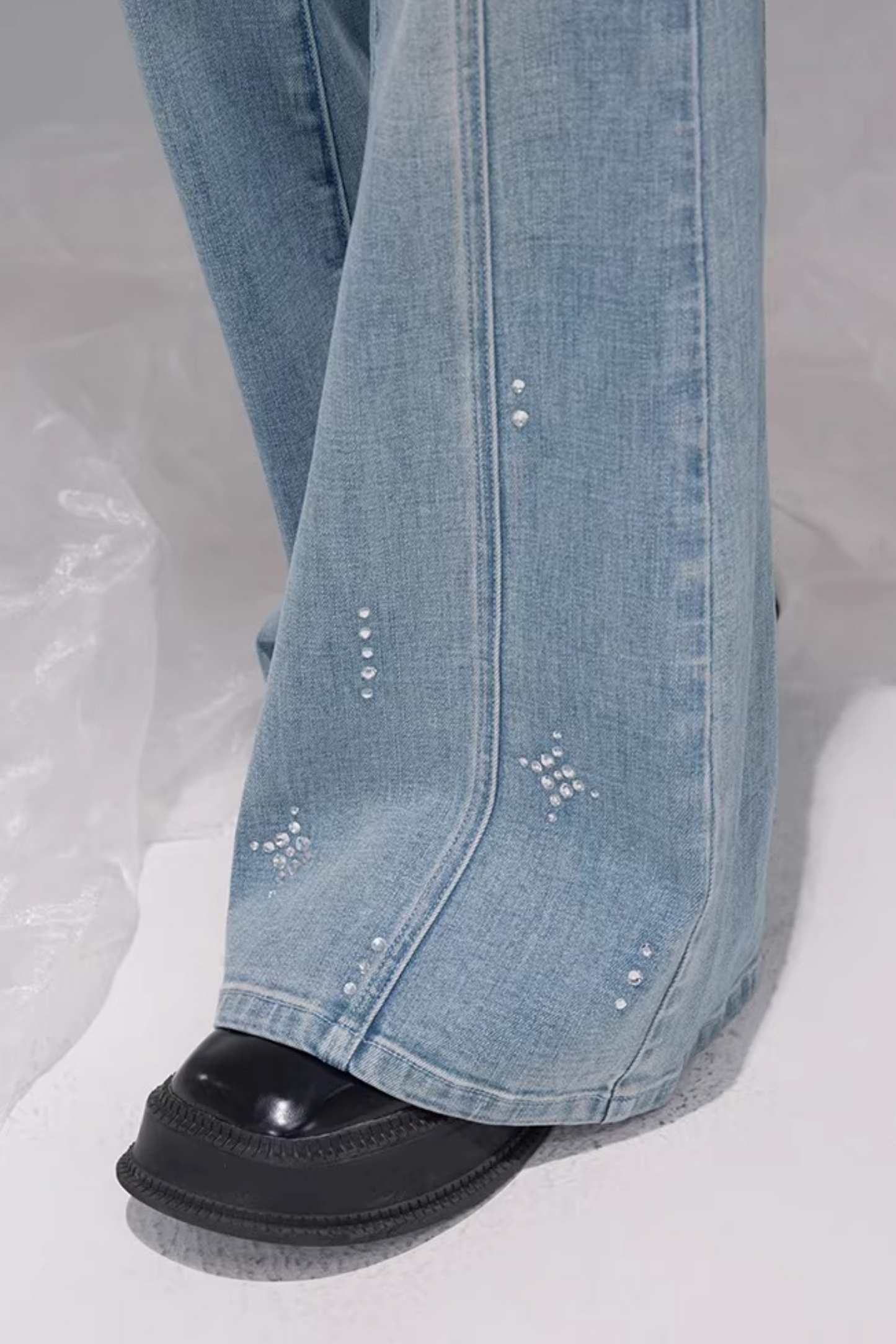 Starlight Blue Rhinestone Flared Jeans