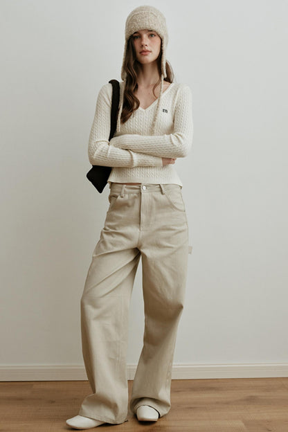 High-Waisted Embroidered Pants