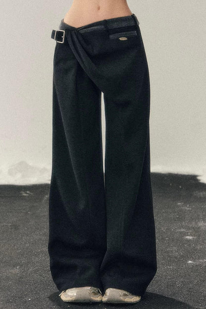 Fleece-Lined Wide-Leg Pants