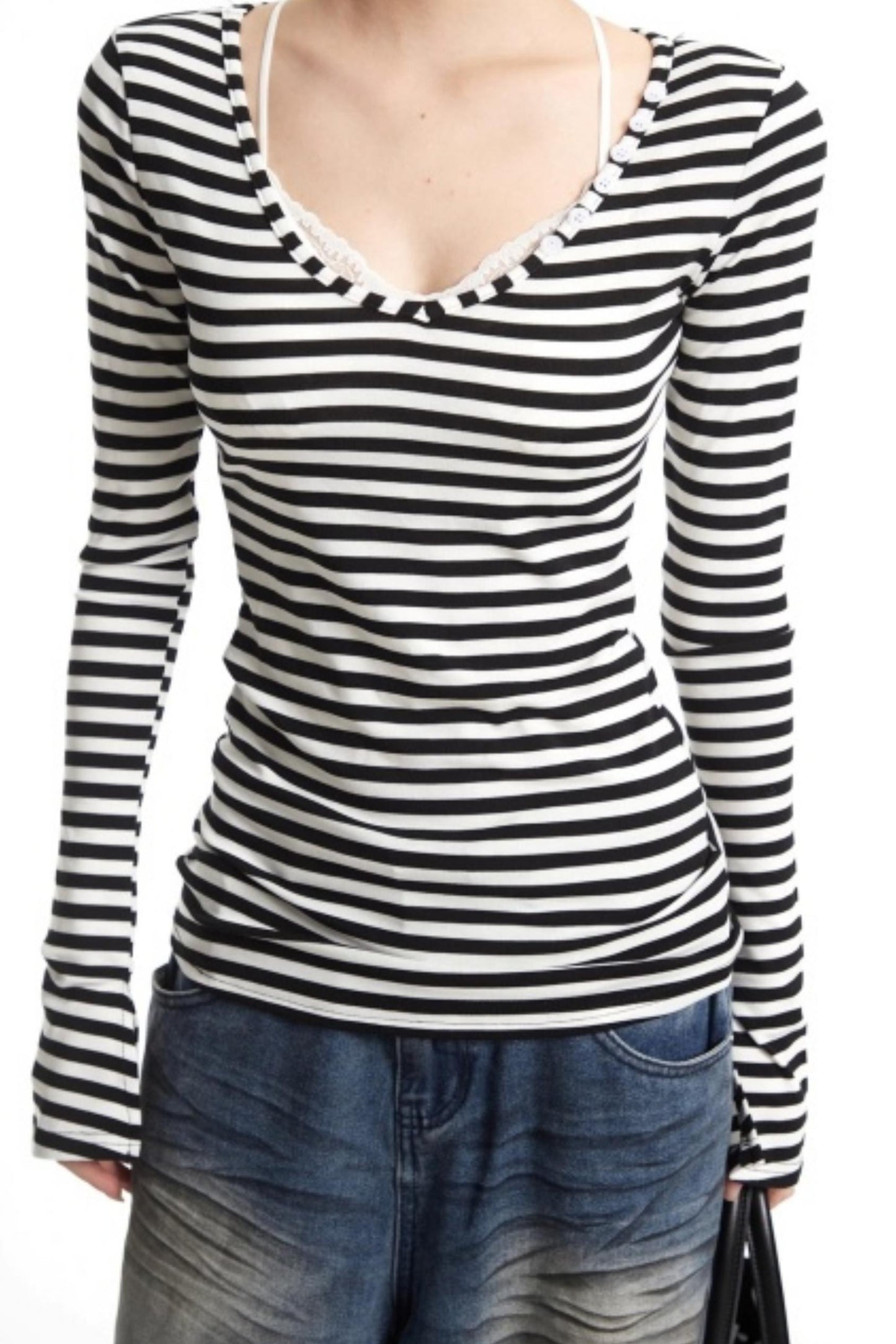 Lyocell Retro Striped Top Set-Up