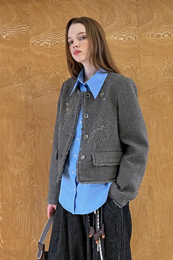 Feuerwerks bestickte Kurzjacke 