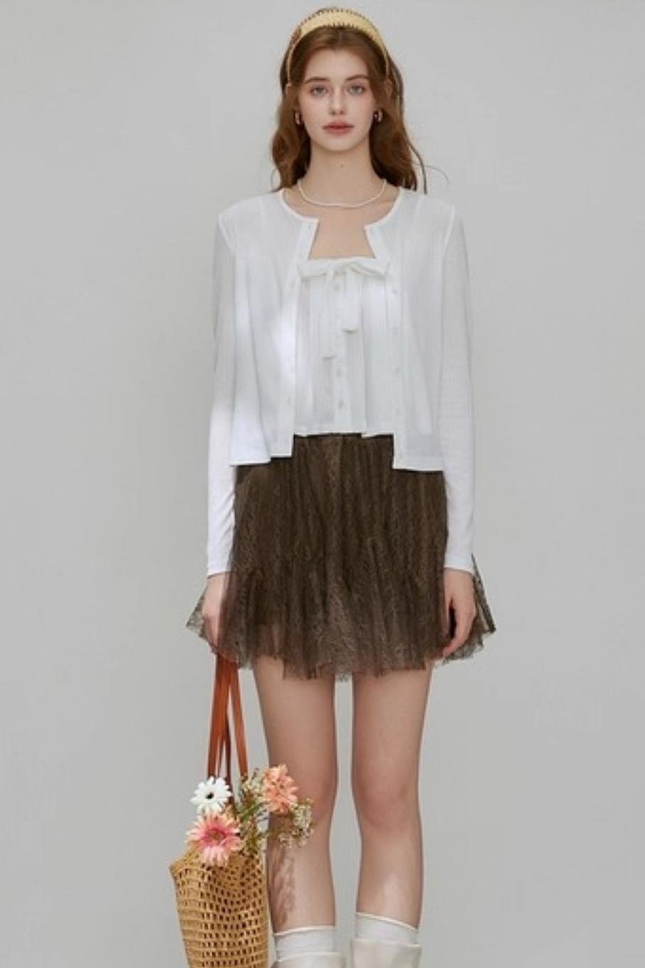 Cropped Cardigan Camisole Knit Set-Up